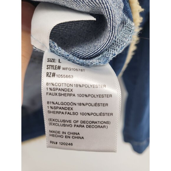 Wallflower Authentic Denim Womens Faux Sherpa Lined Jean Jacket Large - Picture 5 of 7